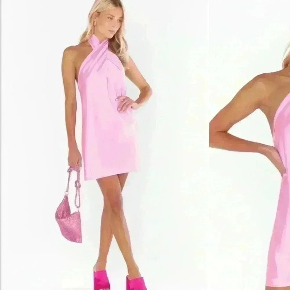Show Me Your Mumu Jasmine Halter Mini In Pink Size M - Picture 2 of 13